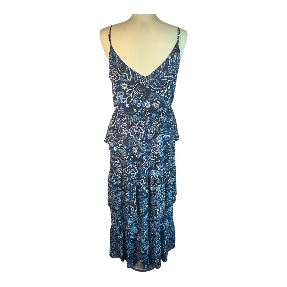 Eliza J Blue Floral Tiered Ruffle  Maxi Dress - Image 4