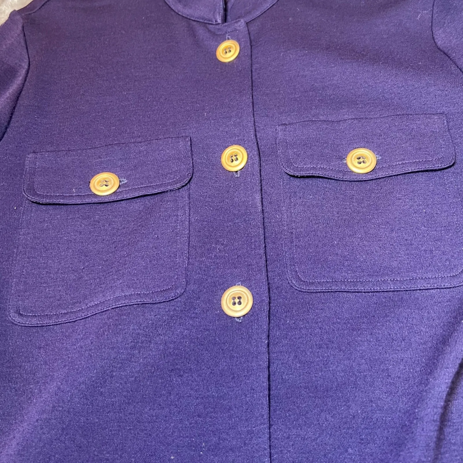 Liz Claiborne Knit Jacket Womens Small Purple Large Button Front Business Chic - Image 11
