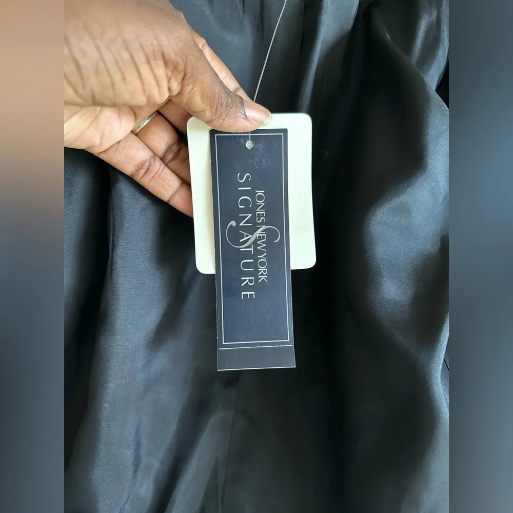 Jones New York Signature Blazer Jacquard Faux Fur Oversized Collar Mobwife - Image 7