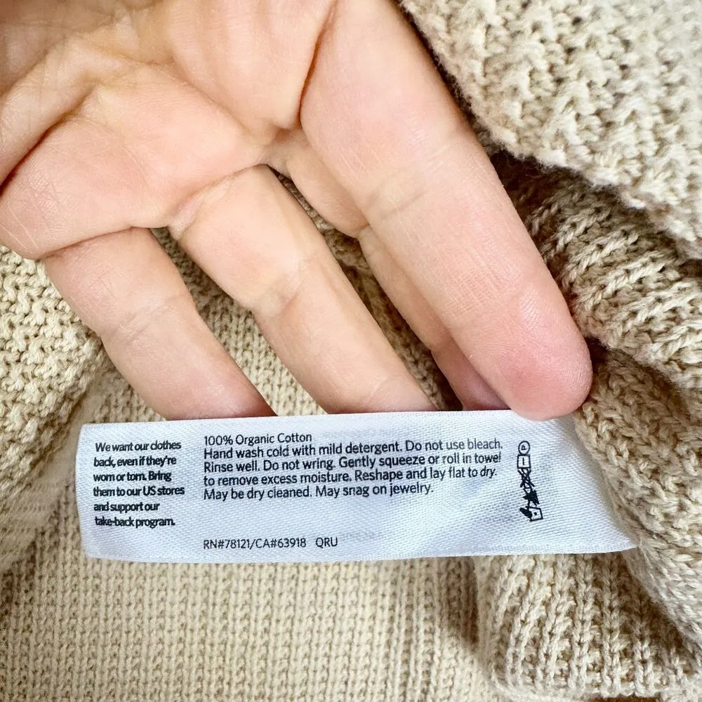 Eileen Fisher Organic Cotton Waffle Knit Mock Neck Top Size Large Butter Yellow - Image 4