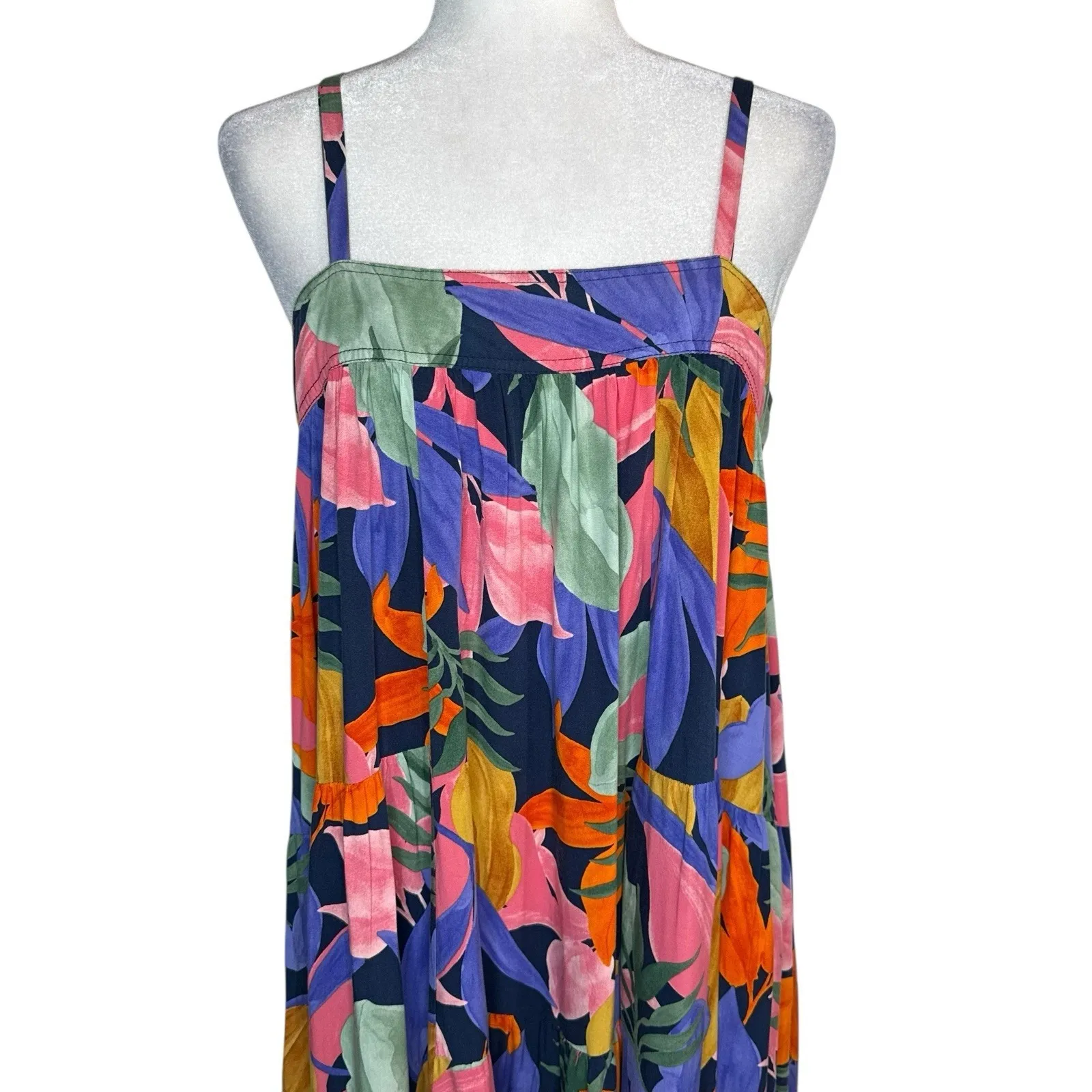 ABEL THE LABEL Anthropologie Midi Maxi Dress M Colorful Pockets Floral Boho Full - Image 4