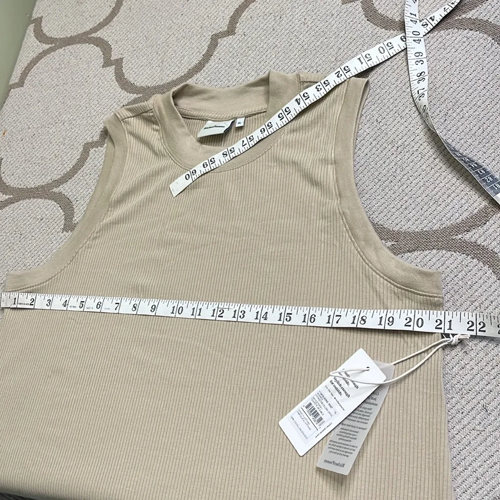Richer Poorer Vintage Rib Column Dress in Sandstorm, size XL Tan - Image 3