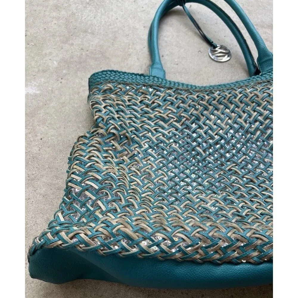 Vintage Style & Co. Sling Woven Blue Large Shoulder Bag Tote Women’s Purse - Image 3