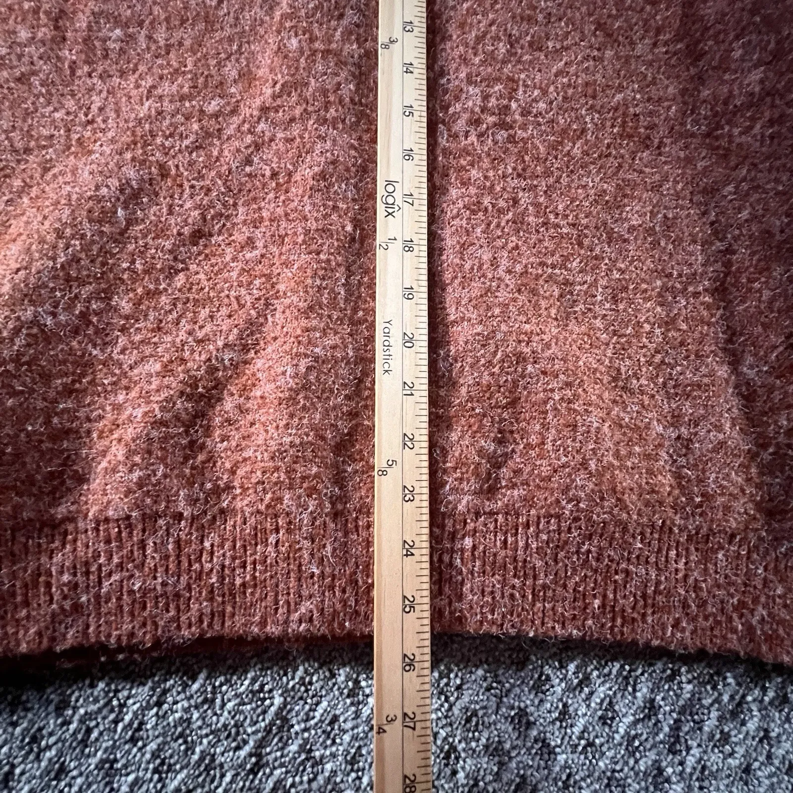 Ascot & Hart Palm Tree Cardigan XL Rust Boucle Knit Oversized Cozy Sweater - Image 6