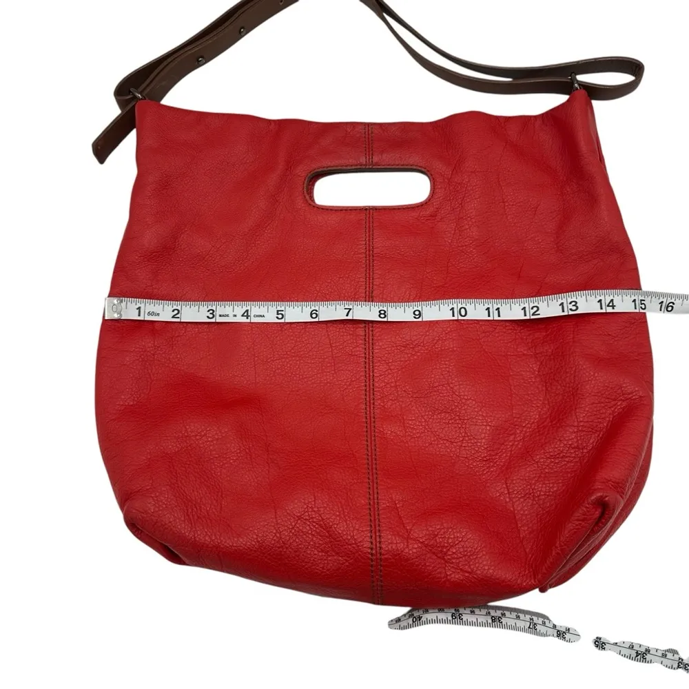 Barr + Barr Red Leather Shoulder Bag Medium Tote Bag Purse - Image 8