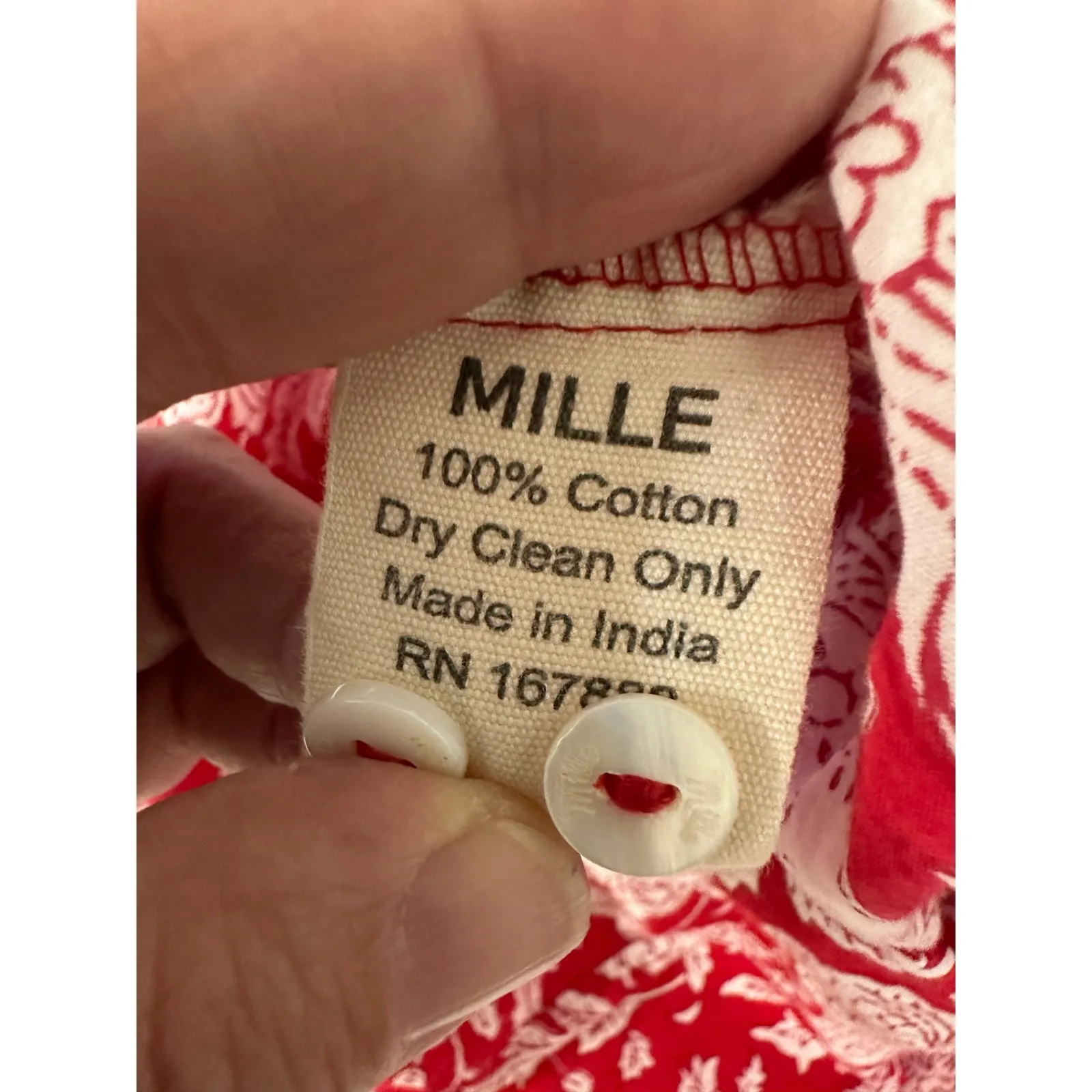 Mille Blouse Naomi Cotton Floral Print Puff Sleeve Top Red Zinnia size Small - Image 6