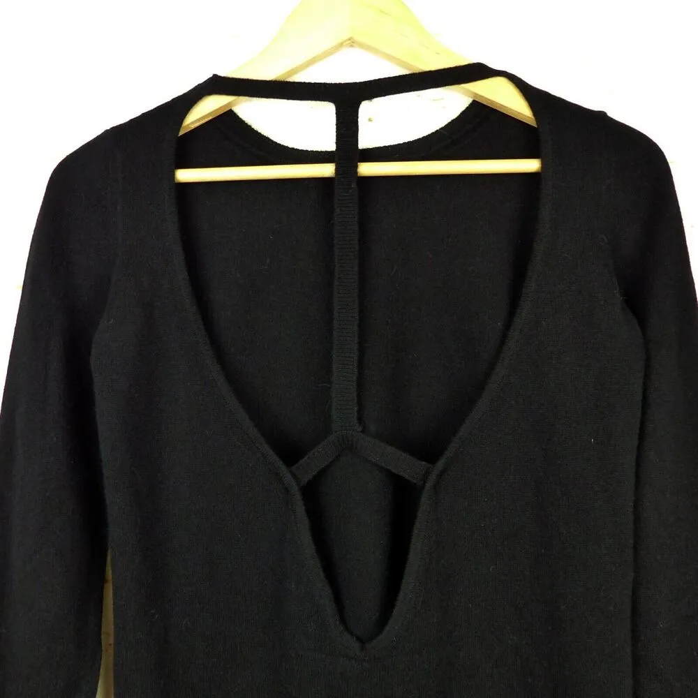 Leetha Back T Cut Out Cashmere Sweater Womens XS Black Pullover Grunge Goth Sexy - Image 8