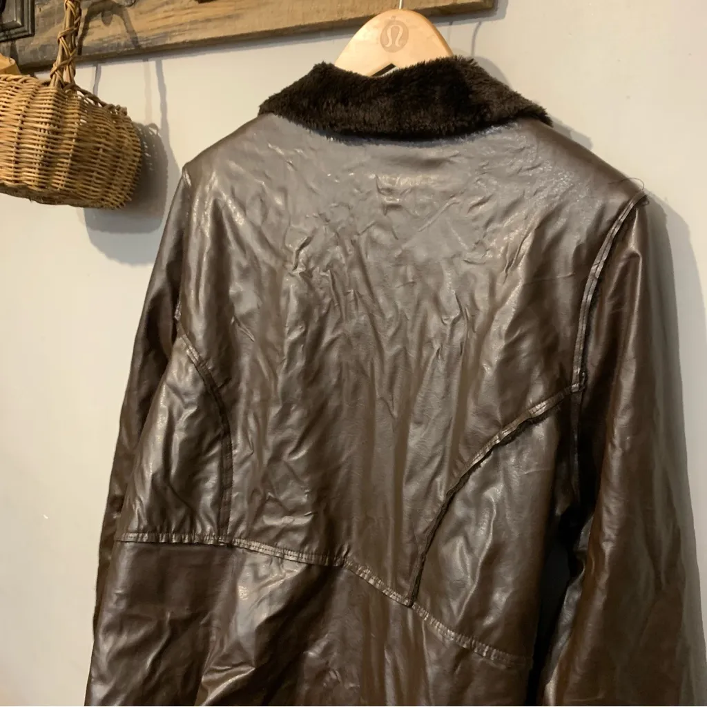 Outer edge Single Breasted y2k Bratz faux fur lined Dark Chocolate Coat - Image 10