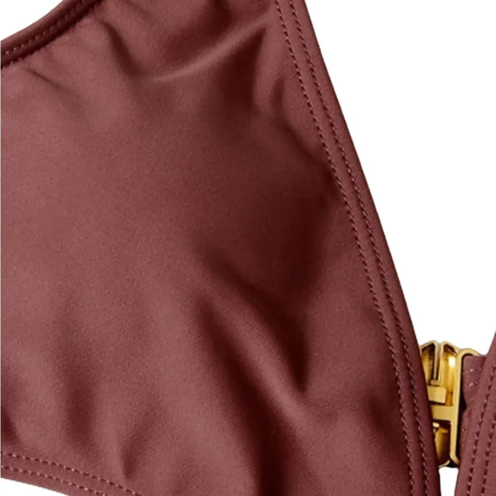 One Piece Swimsuit Cut Out Chain Straps Ribbed Swimwear Bathing Suits Size XL - Image 5