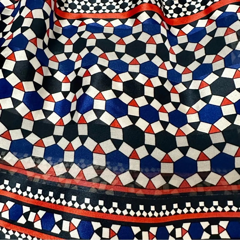 Max Studio Line Womens Sz L Navy Red Drop Waist Skirt Geometric Nautical Design - Image 4