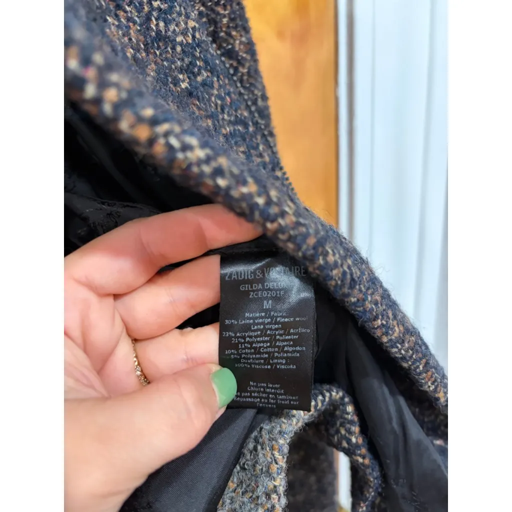 Womens Zadig & Voltaire Deluxe Gilda Jacket Wool Blend Moto Blazer Size M - Image 3