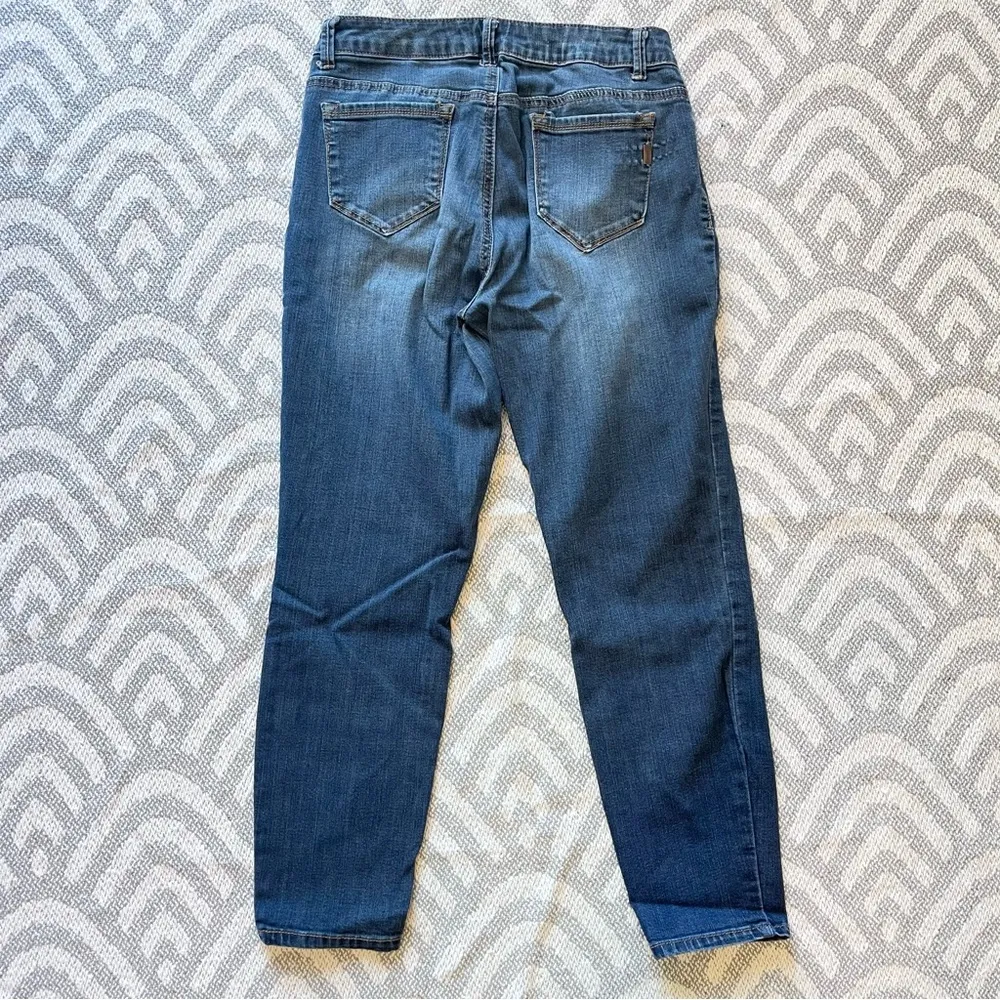 1822 DENIM Women’s Mid Rise Distressed Skinny Fit Blue Denim Jeans 10 - Image 5