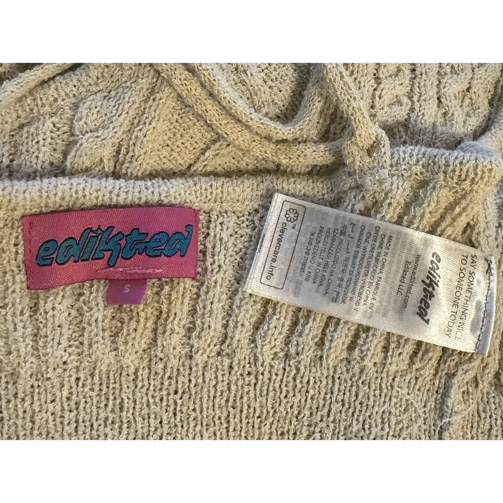 Edikted Women's S Cream Woven LS Sleeve Shrug and Tube Top Y2K Stretch (b15b) - Image 6