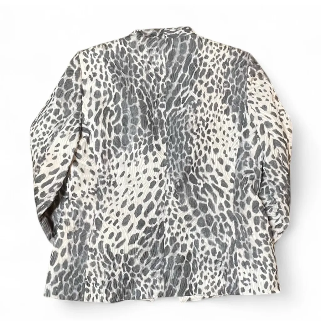 90s Vtg Austin Reed Black White Animal Print Open Statement Blazer Y2K Vintage Size 4 - Image 7