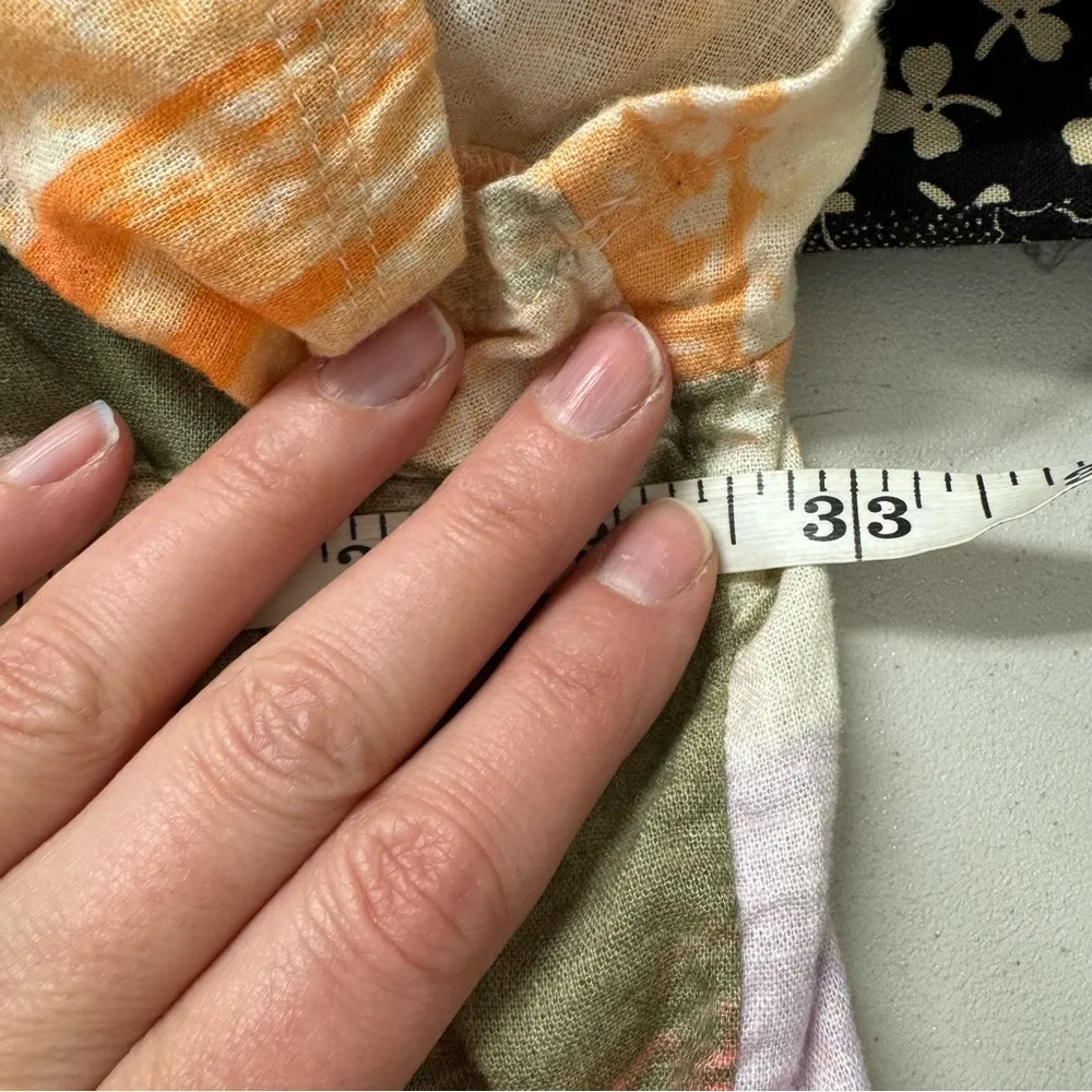 Naturals Linen Blend Orange Green Blouse Womens 5X Boho Beachy Lightweight Top - Image 9