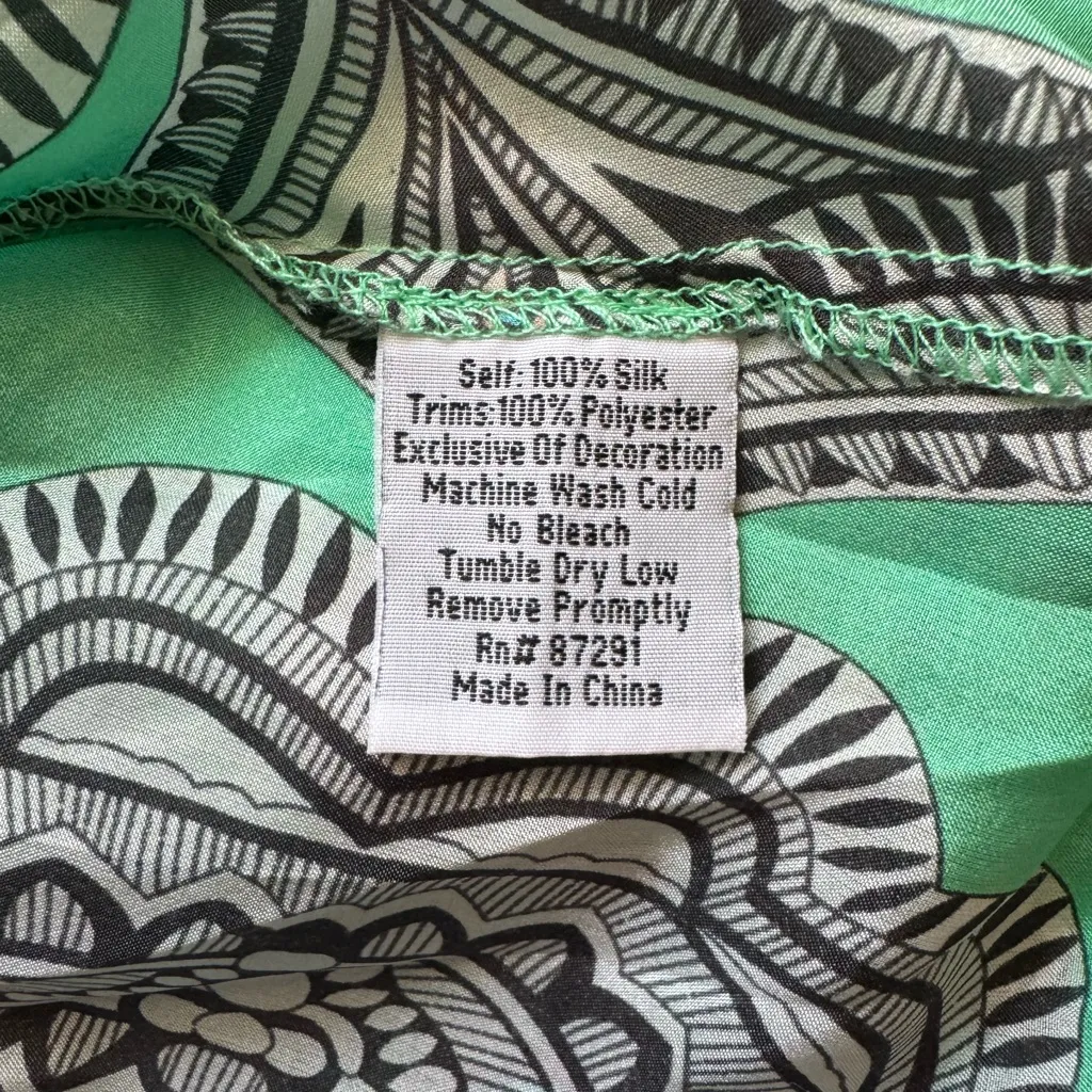 Johnny Was Green Silk Printed Tunic Blouse Size XXL - Image 11