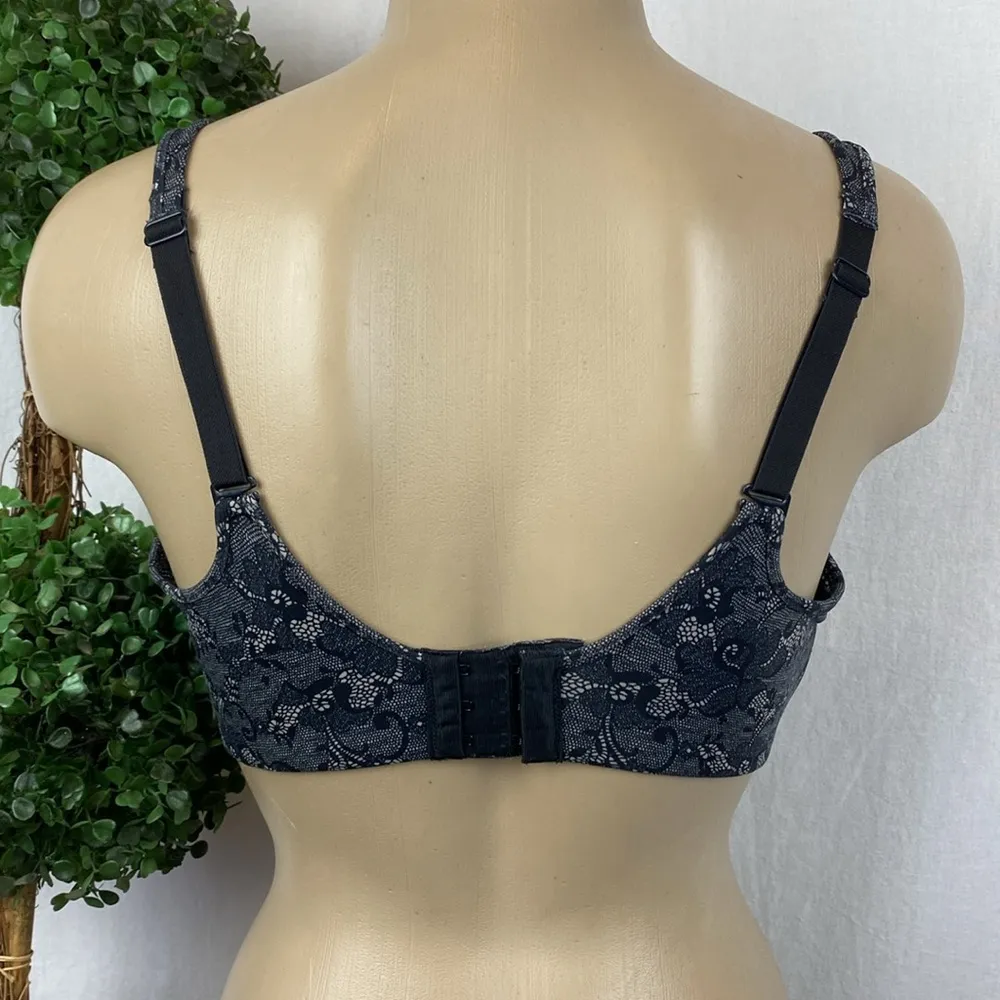 Bali Black & Nude Floral Print Underwire Lightly lined Bra 36DD - Image 2