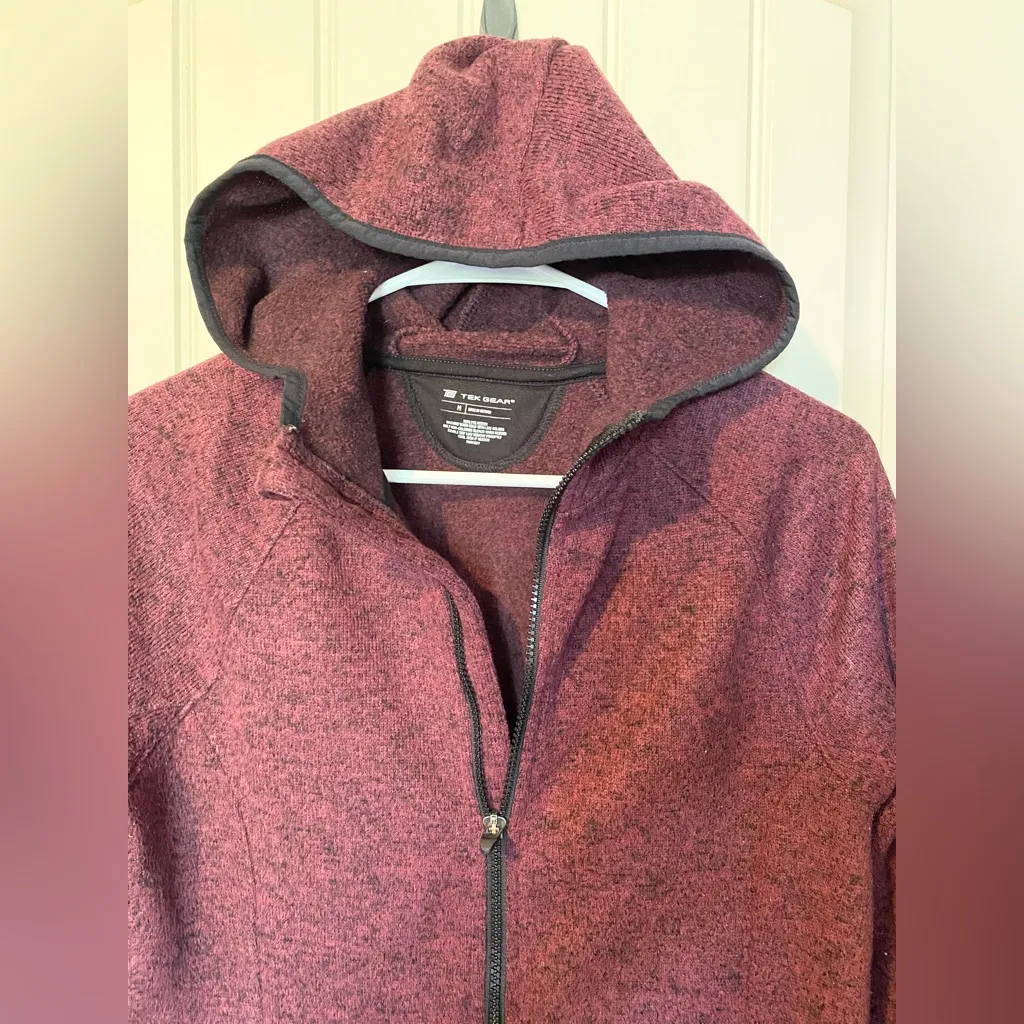 Tek Gear Maroon Hooded Pullover Zip Up Jacket - Image 3