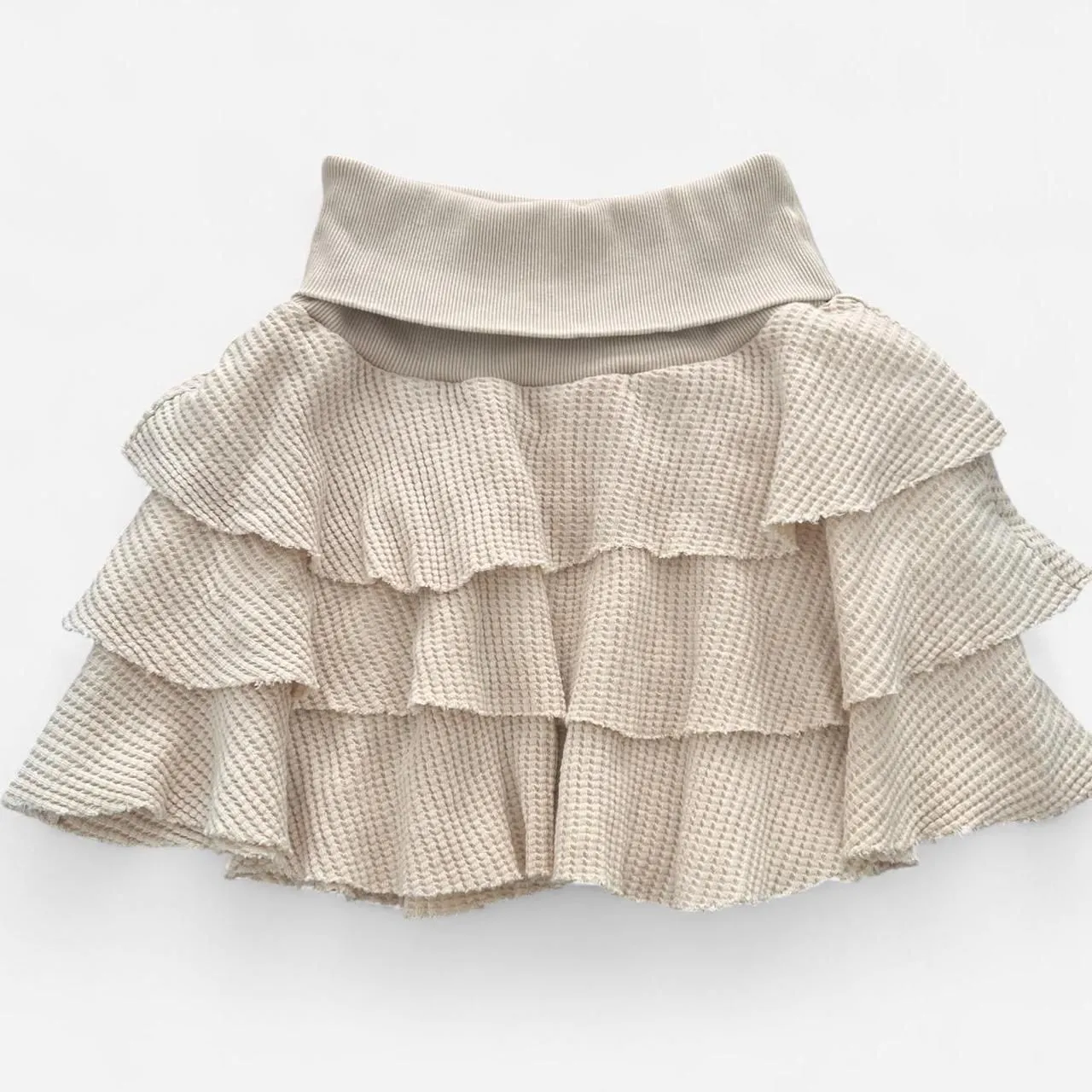Free People One Alphina Cream Ruffle Thermal Mini Skirt – XS cottagecore whimsy - Image 2