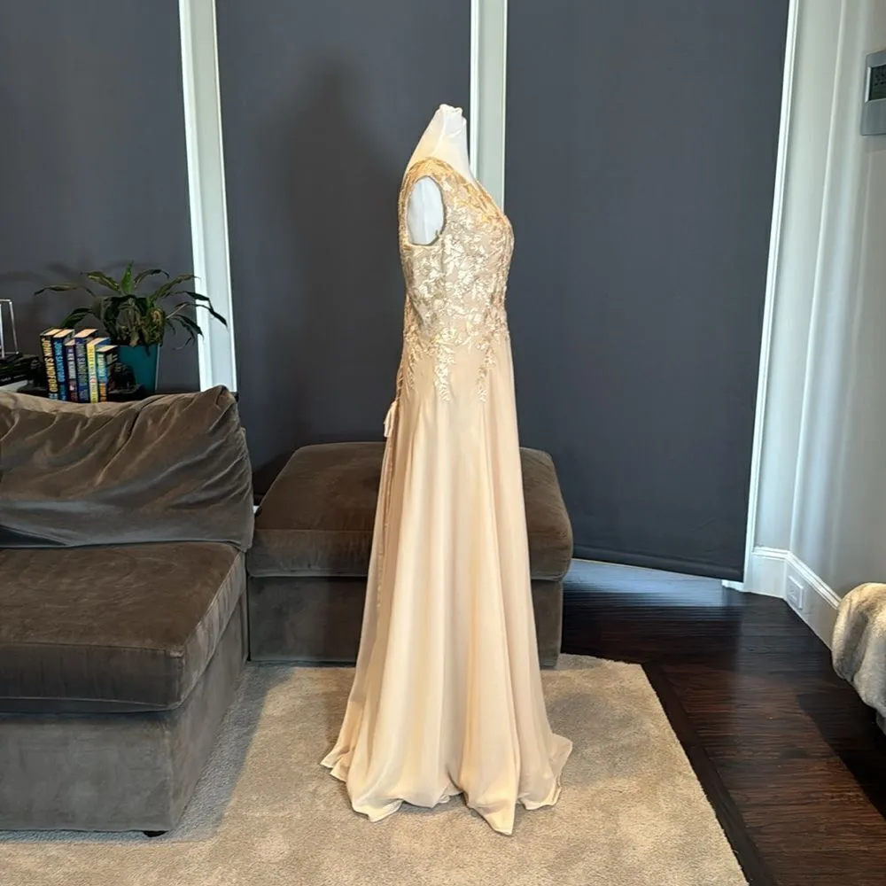 Women’s Chiffon & Lace Appliqué Corset Back Dress Mother of the Bride Size 10 - Image 4