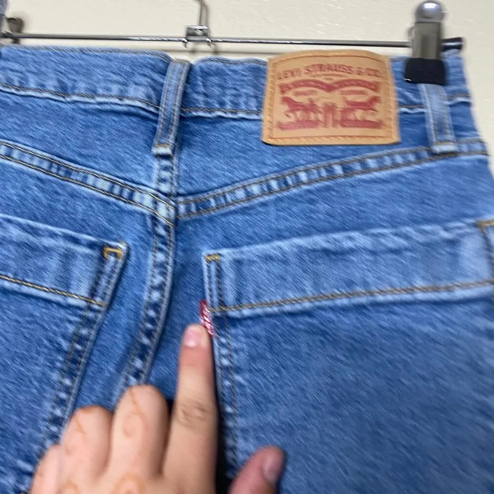 Levi's Mile High Cropped Wide Leg High Rise Denim Jeans Button Fly Size 24 - Image 7