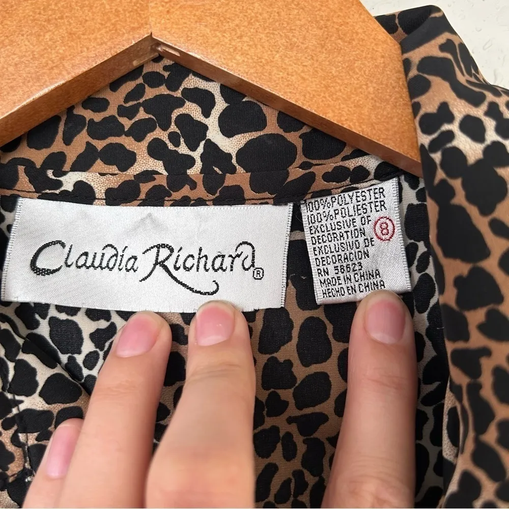 🦋 Claudia Richard Animal Print Leopard Button Down T - Image 2