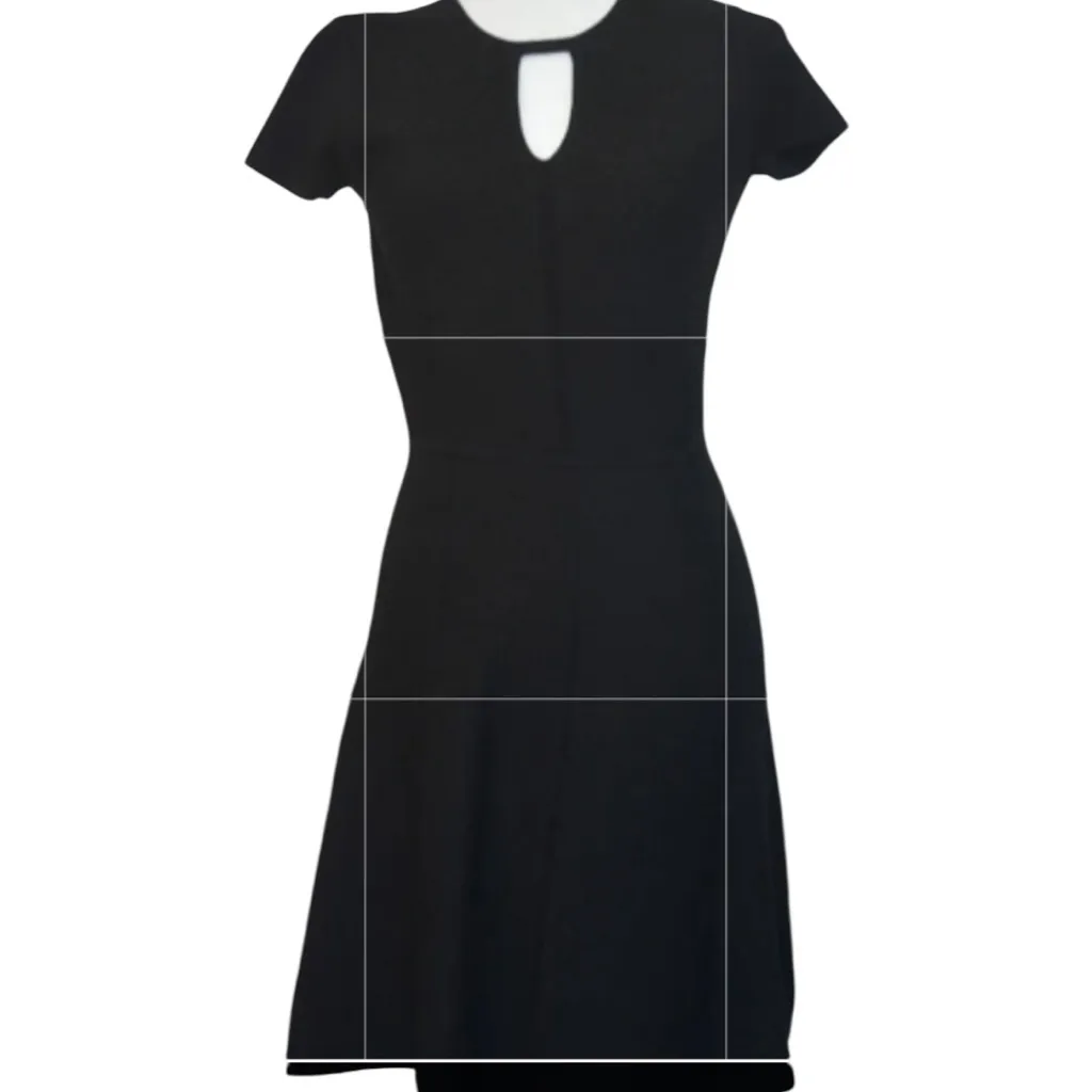 Rebecca Taylor Black Formal Short Sleeve Textured Stretchy Skater Dress S - Image 8