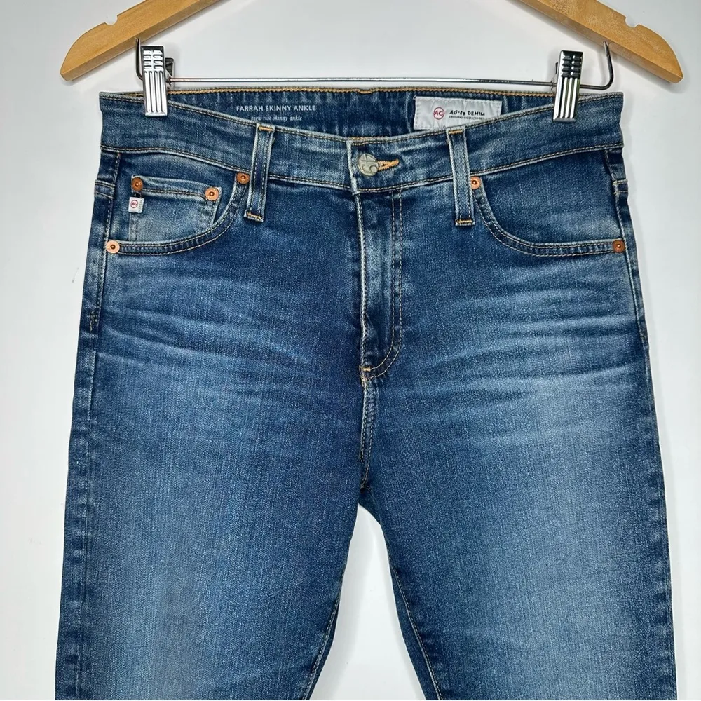 AG Adriano Goldschmied Farrah Skinny High Rise Distressed Hem Ankle Jeans 28 - Image 3