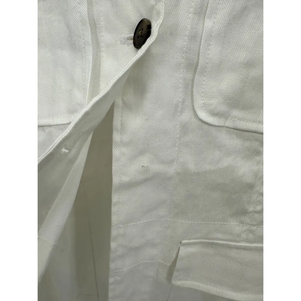 Banana Republic Jacket Women XS White Linen Cotton Blend Collared Long Sleeve - Image 3
