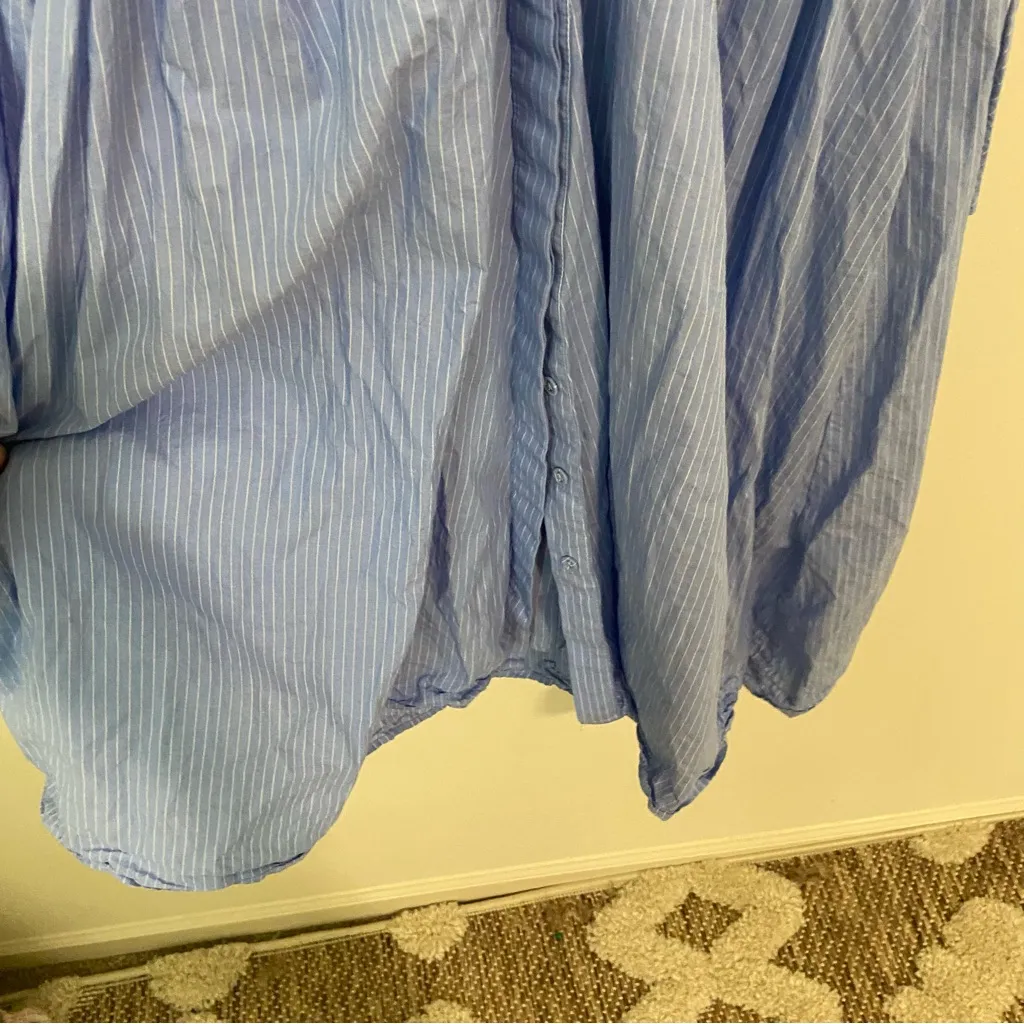 Bardot Light Blue and White Pinstripe Cotton Midi Dress size 8 - Image 7