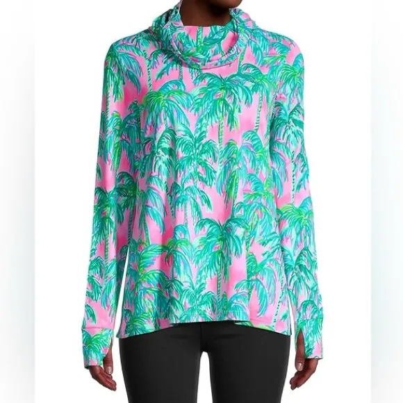 Lilly Pulitzer Lilshield Palm Tree UPF 50+ Cowl Neck Sun Shirt - Image 4