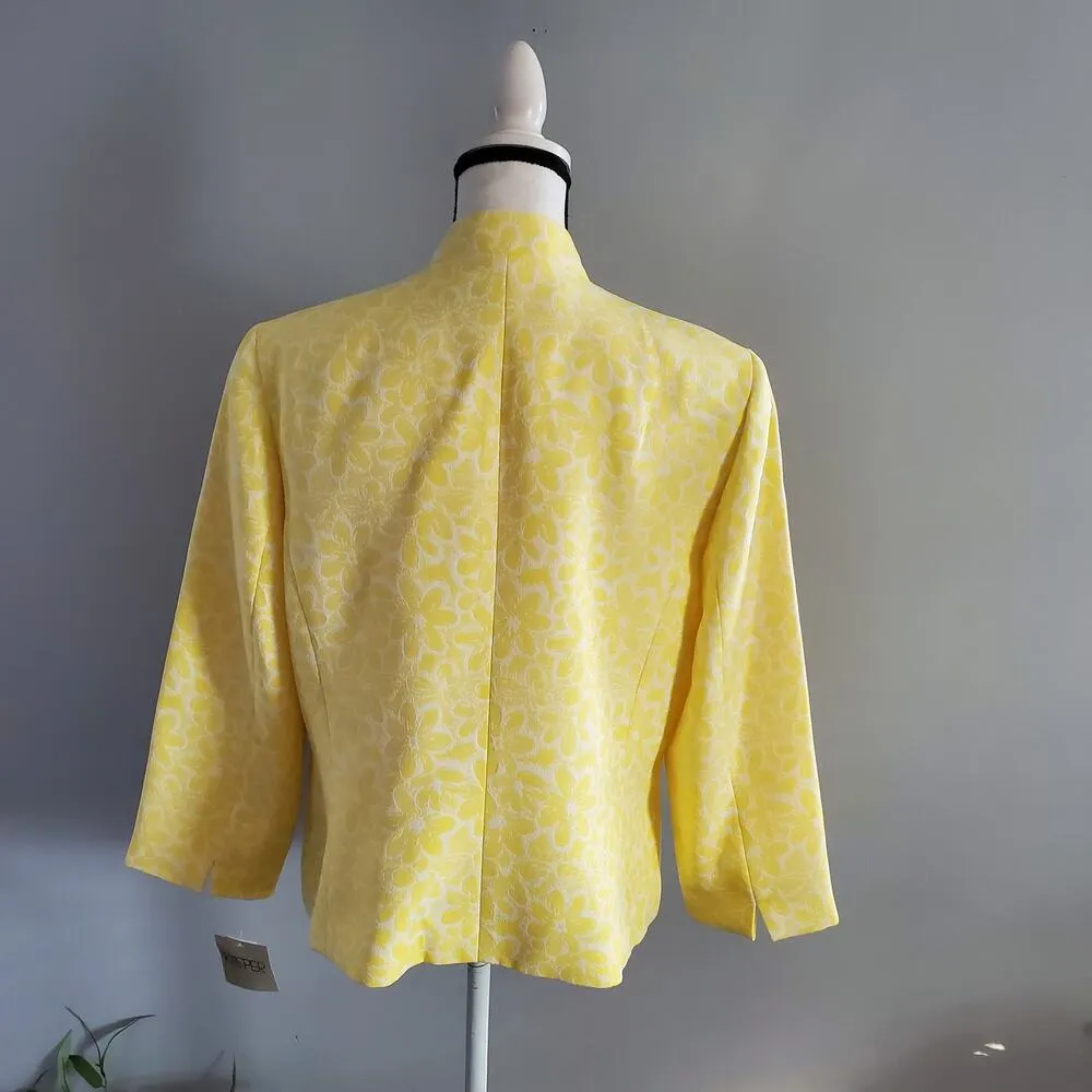 Kasper Yellow Floral Daisy Pattern Career Blazer 14 - Image 2