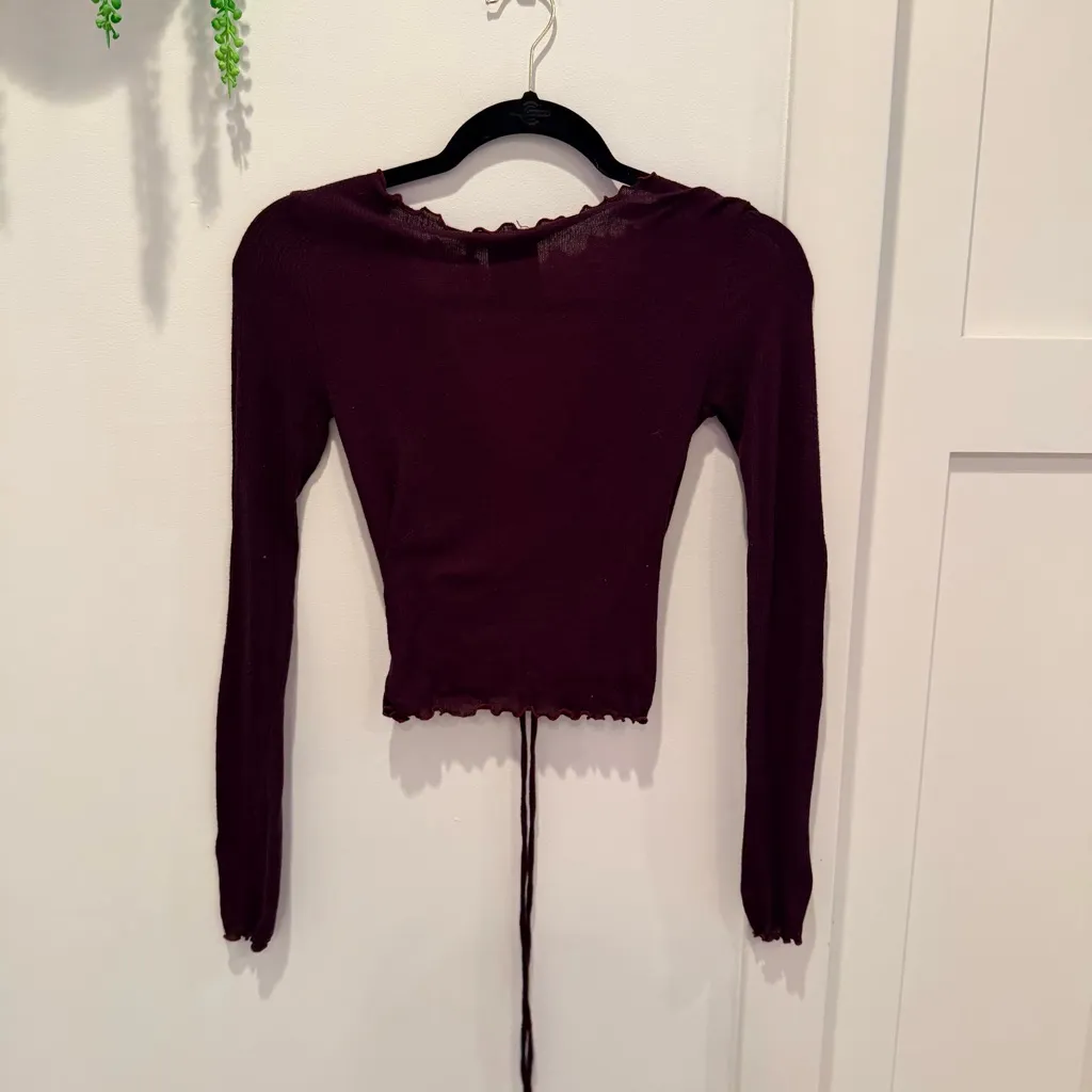 Urban Outfitters Out From Under Alexa Deep Burgundy Lettuce Trim Cinched Top S - Image 8