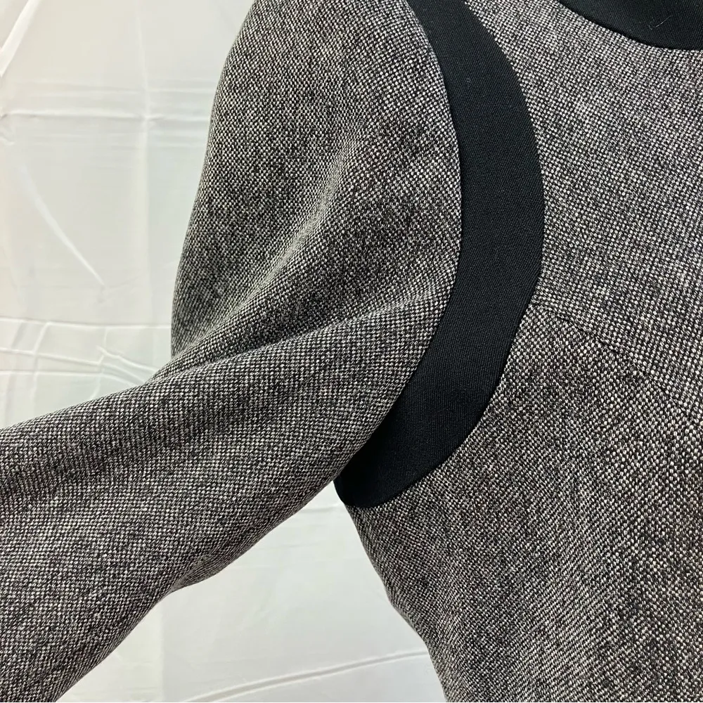 The Limited Faux Tweed Blazer‎ Jacket Snap Front Collarless Gray Black Womens 2 - Image 3