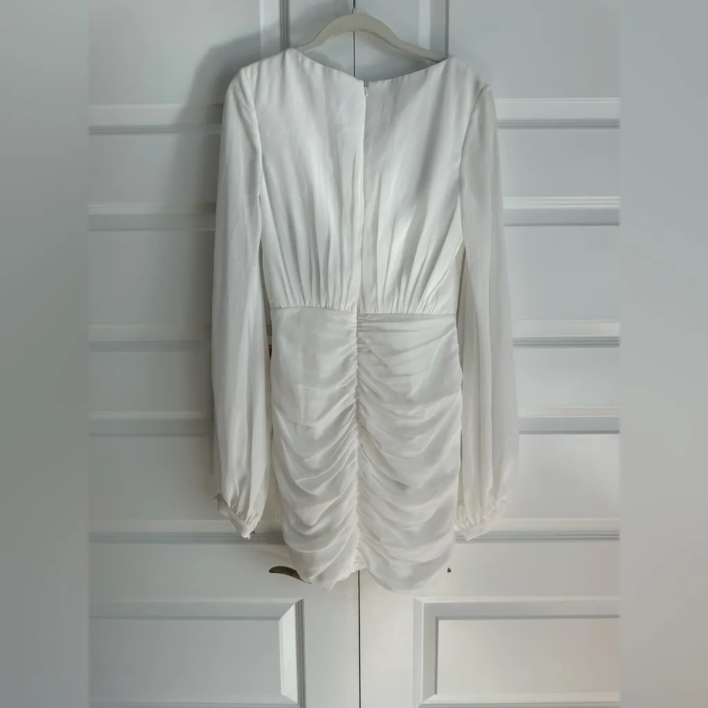 Ieena for Mac Duggal Long Blouson Sleeve Ruched‎ Chiffon Cocktail Dress- NWT - Image 4