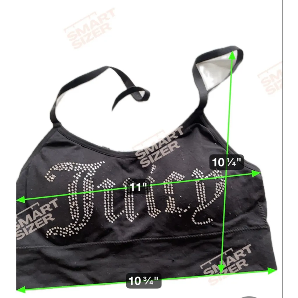 Women's Juicy Couture Black Silver Rhinestone Sports Bra S - Image 5