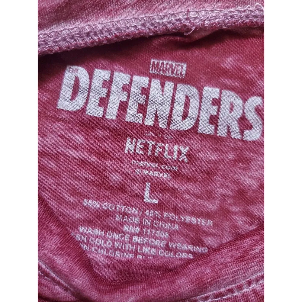 Marvel The Defenders Shirt Women Large Semi Sheer Graphic Tee Distressed Top - Image 4