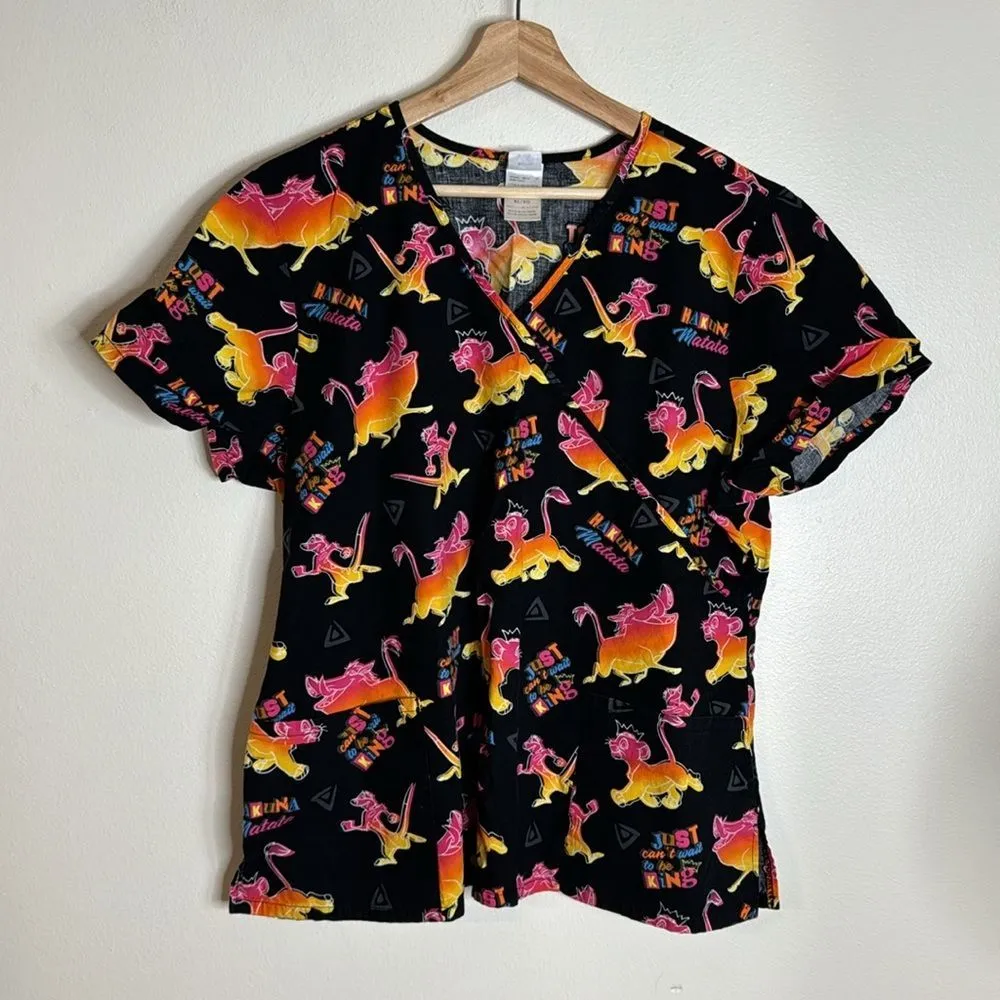 Scrub tops Aladdin lion king nightmare before Christmas medical office size XL - Image 8