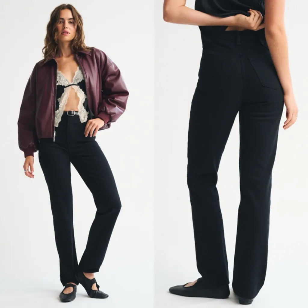 Abercrombie & Fitch 90s Straight Jeans Ultra High Rise Black Denim Size 28 / 6 S - Image 2