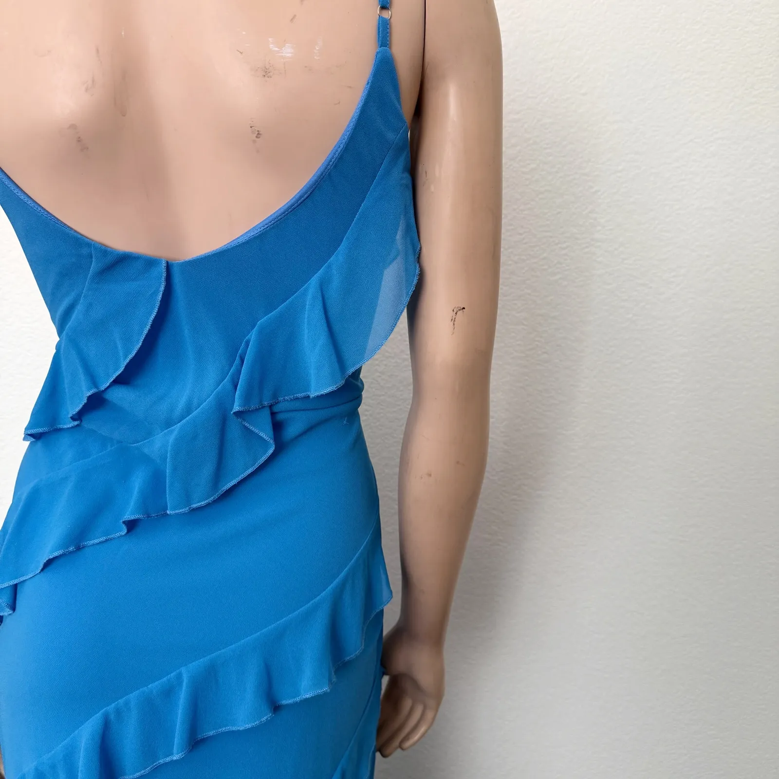 [Petal & Pup] Blue Ciao Tiered Ruffles V-Neck Maxi Dress Side Slit Wedding Sz XL - Image 8