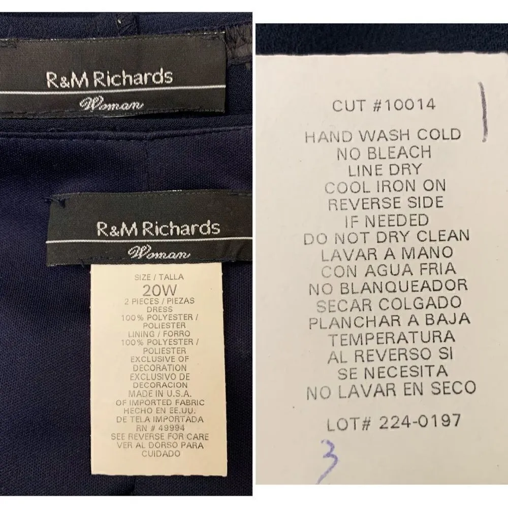 R&M Richards 2 Pieces Blue Embellished Cardigan Dress, Size 20W - Image 12