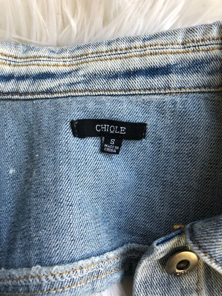 Chiole Distressed Denim Jean Vest Blue - Image 3