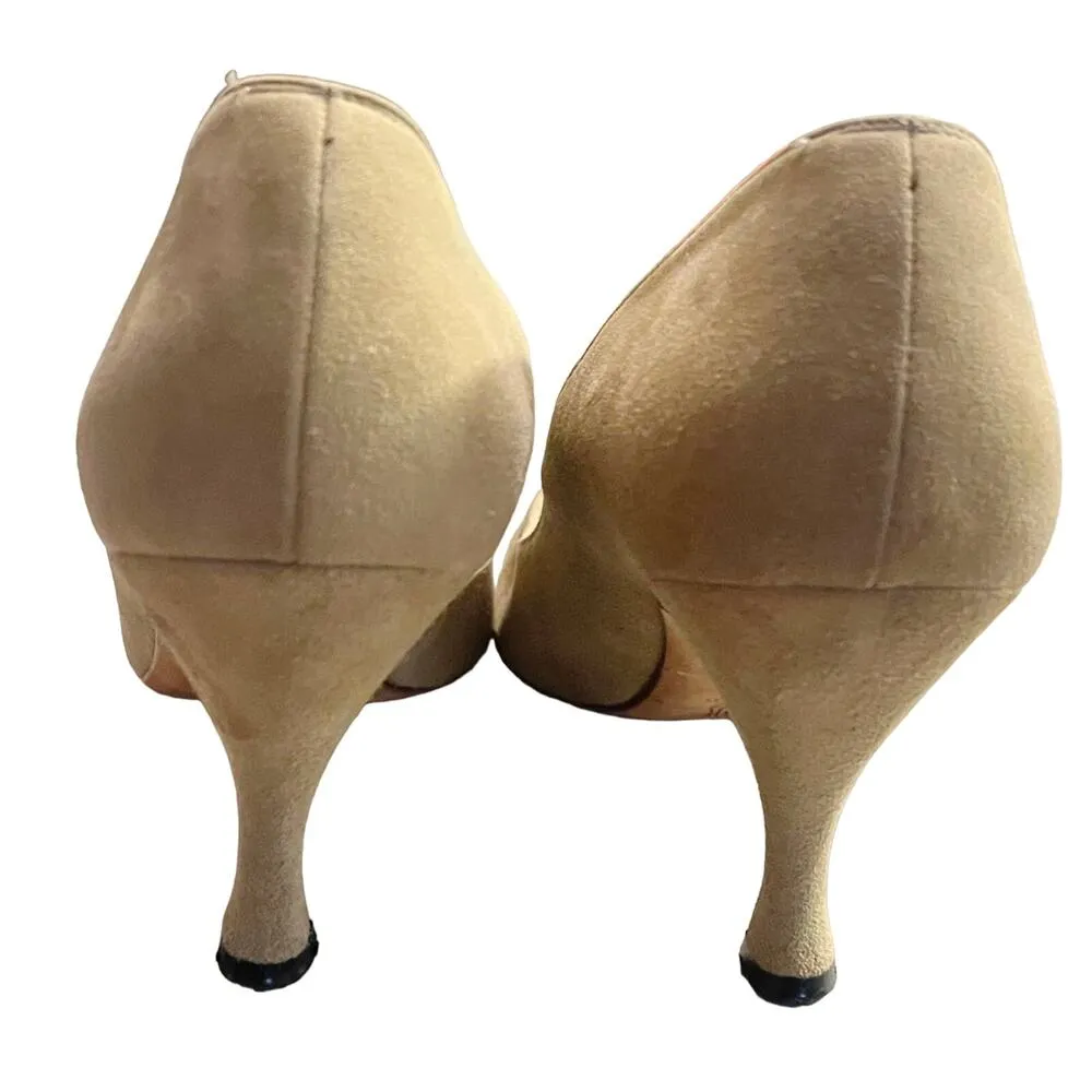 MANOLO BLAHNIK MACARIO Tan Suede Camel Pumps Suede Italy Shoes 39 | US 8 - 8.5 - Image 6