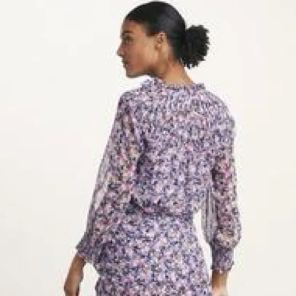 VERONICA BEARD silk 
Mertie Cream Multi Blouse size 0 - Image 2