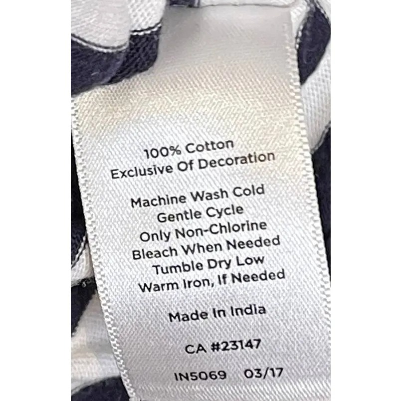 Talbots Women's Top Poncho Coverup Striped‎ Cotton Tasseled White Black Small - Image 6