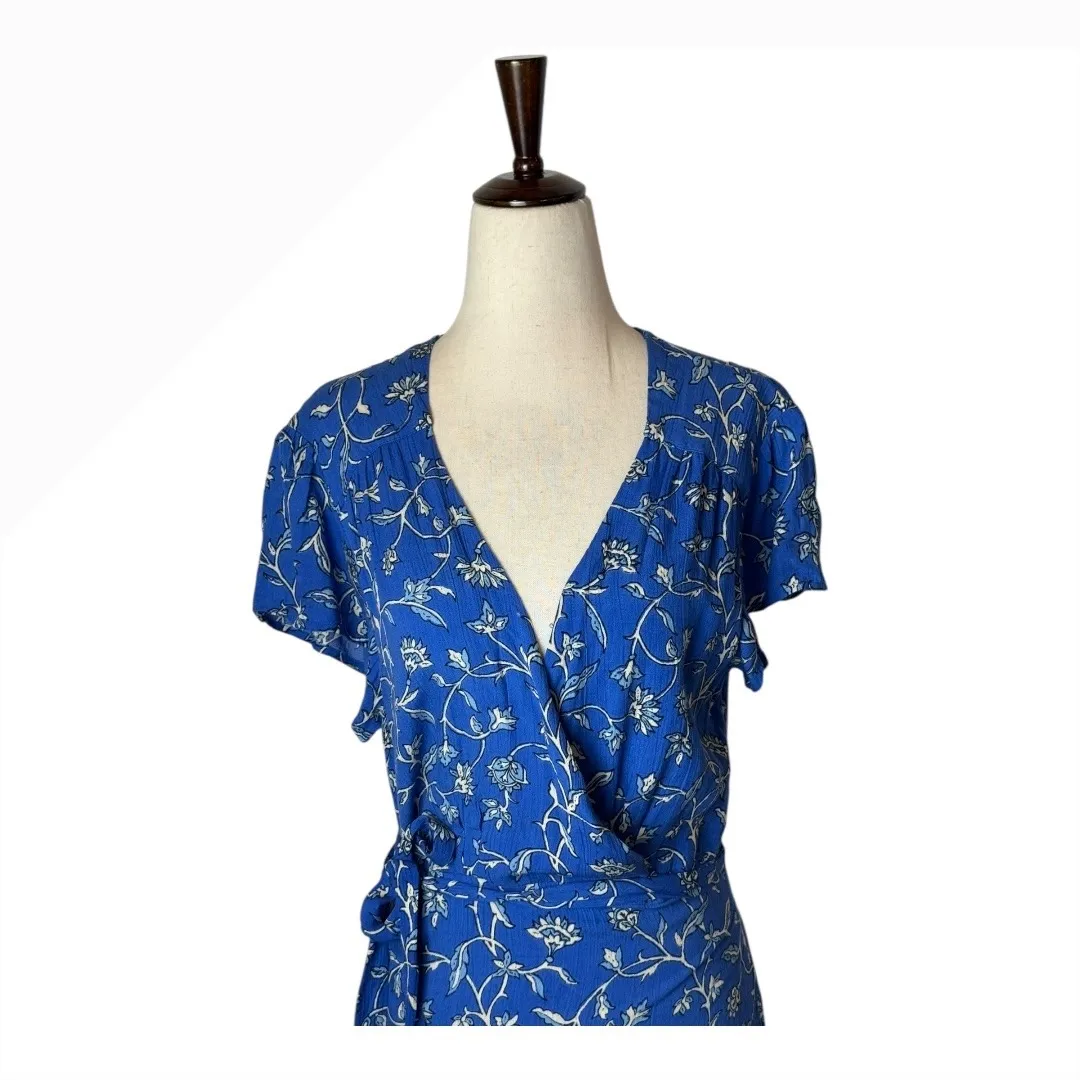 Amuse Society Dress Women Medium Blue Coast Floral Summer Safari Wrap Maxi Boho‎ - Image 4