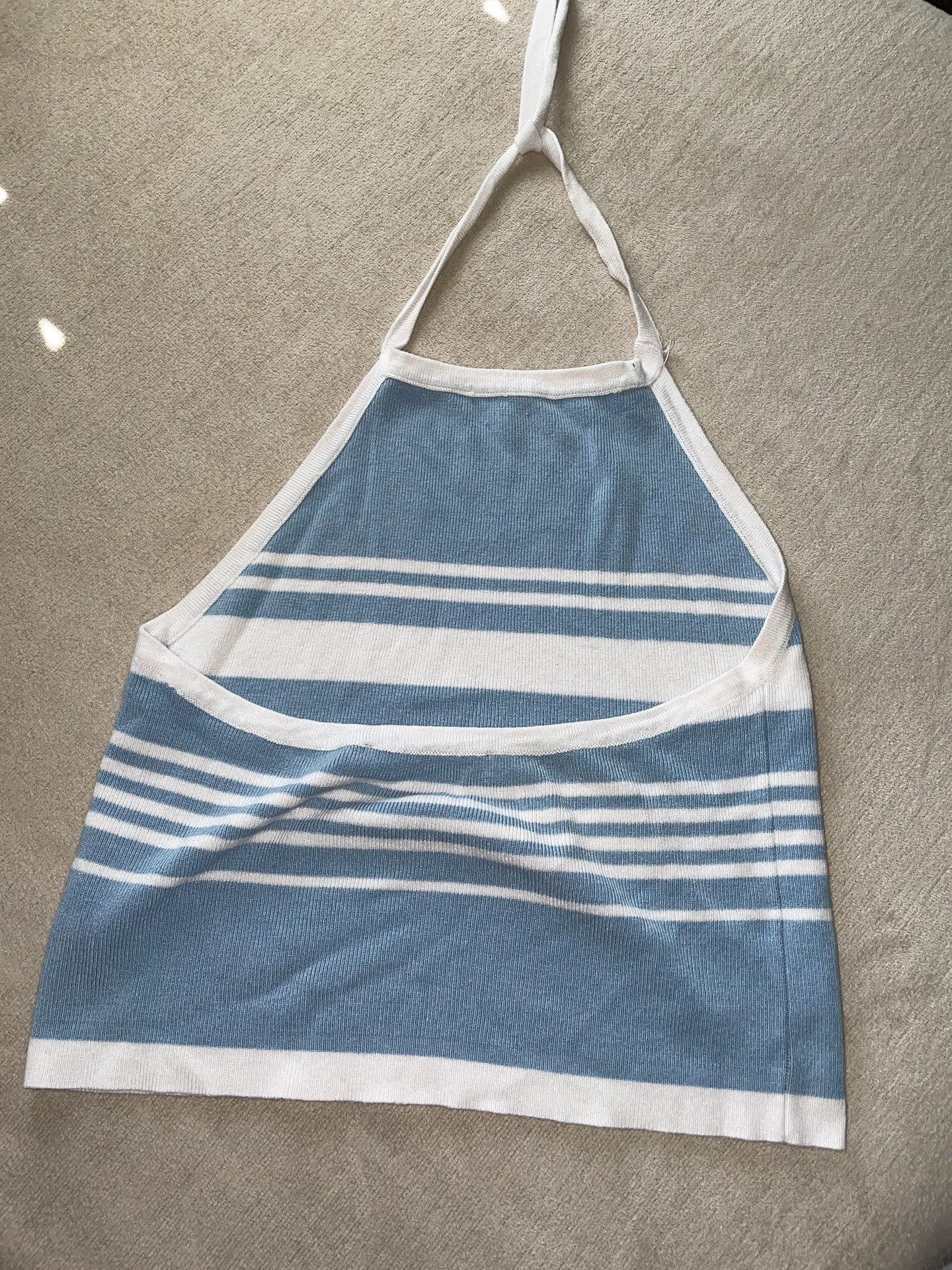 Brandy Melville White And Blue Tank Top - Image 2