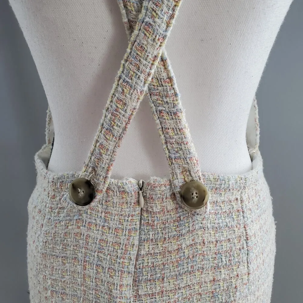 Zara TRF Collection Frayed Tweed Mini Skirt Jumpsuit Size S - Image 6
