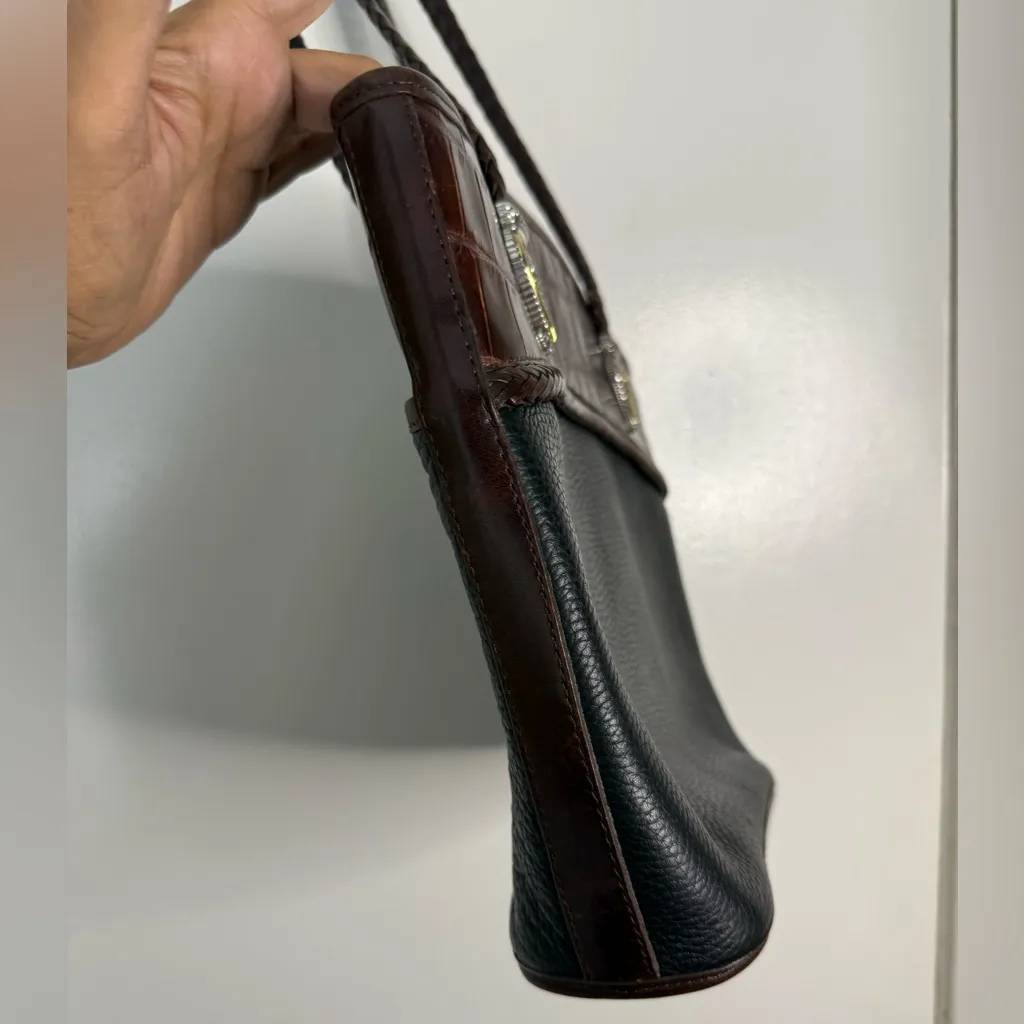 Vintage Brighton, black and brown leather shoulder bag, handbag - Image 5