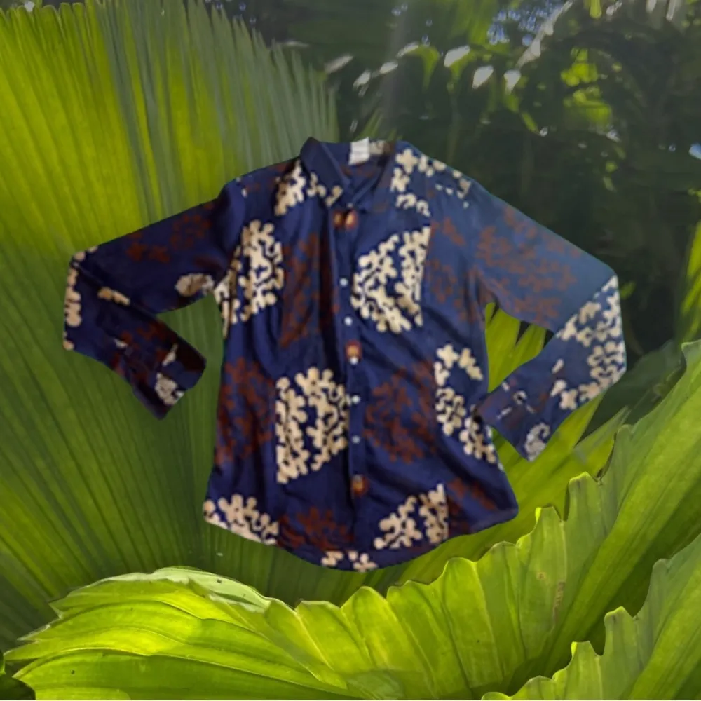 CRAIG TAYLOR BLOUSE Blouse/Shirt Blue Twiggy Brown and White Pop Art Size M Size M - Image 2